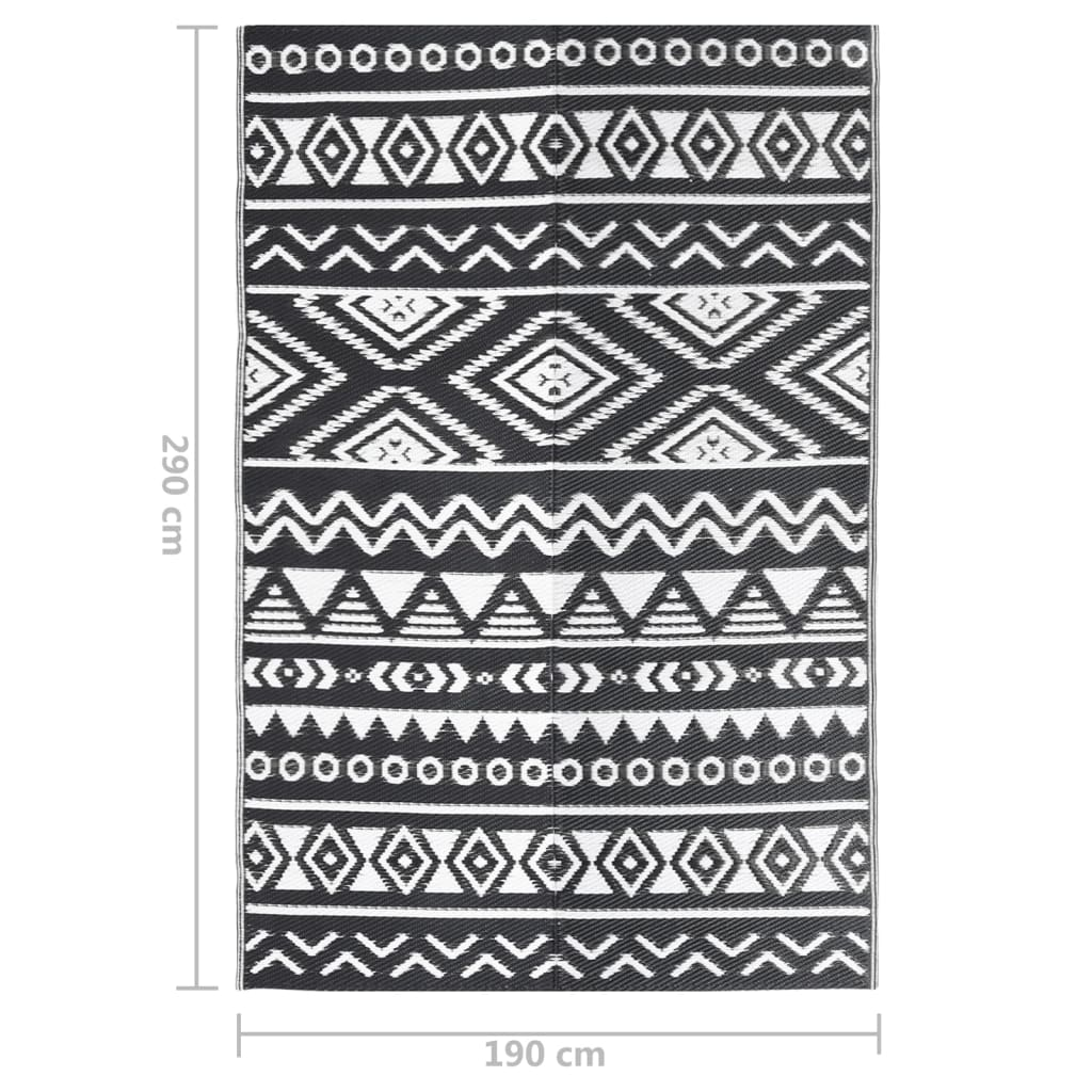 vidaXL Outdoor Rug Black 190x290 cm PP