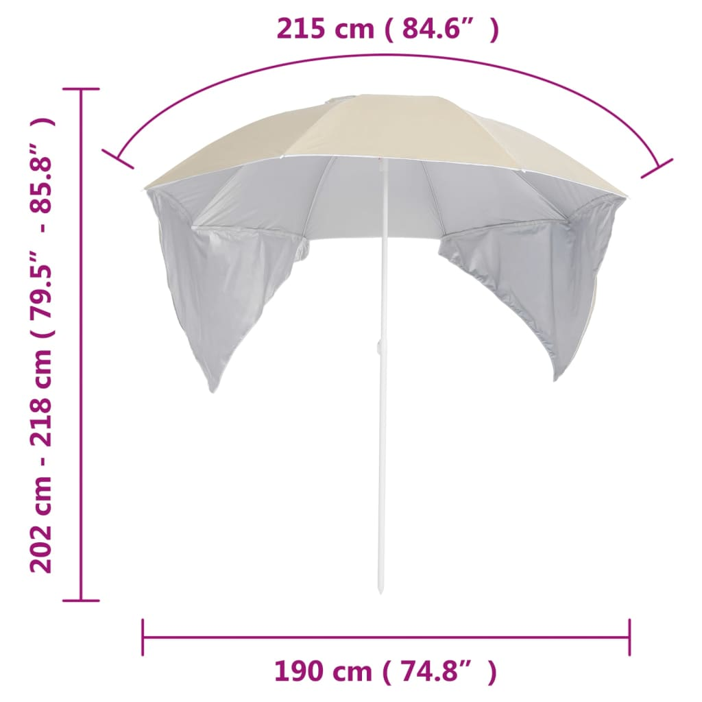 vidaXL Beach Umbrella with Side Walls Sand 215 cm