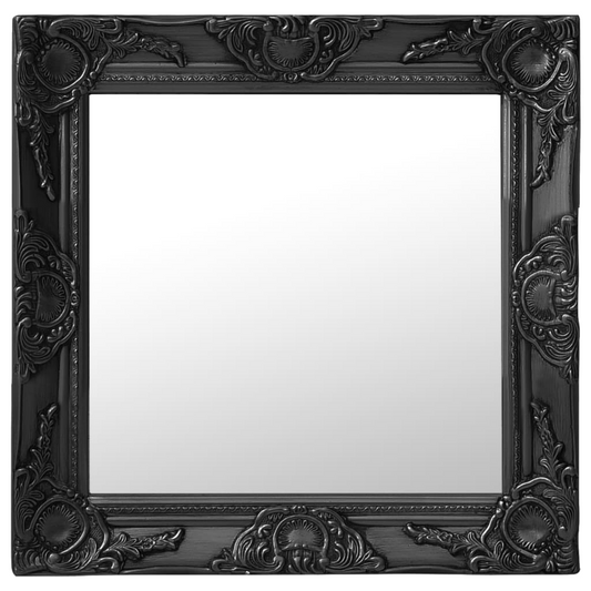 vidaXL Wall Mirror Baroque Style 50x50 cm Black