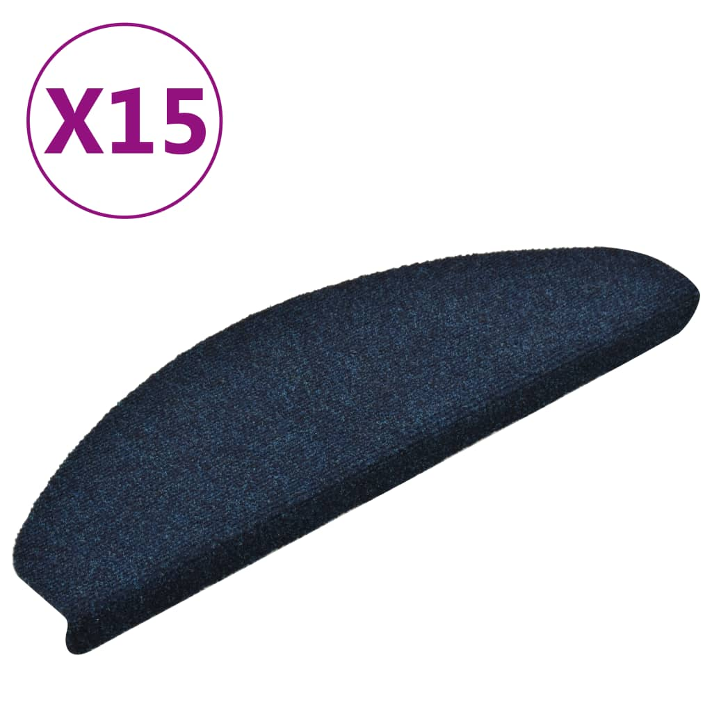 vidaXL Self-adhesive Stair Mats 15 pcs Navy 65x21x4 cm Needle Punch