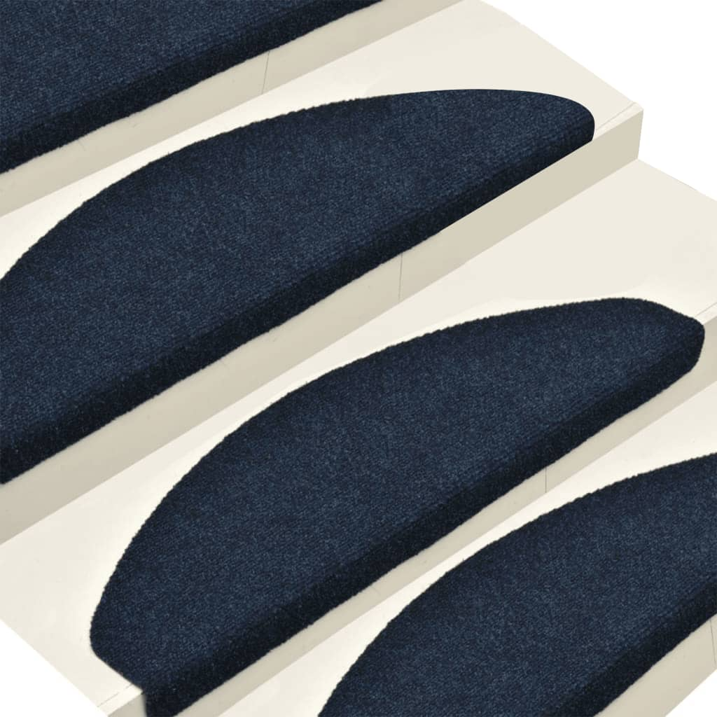 vidaXL Self-adhesive Stair Mats 15 pcs Navy 65x21x4 cm Needle Punch