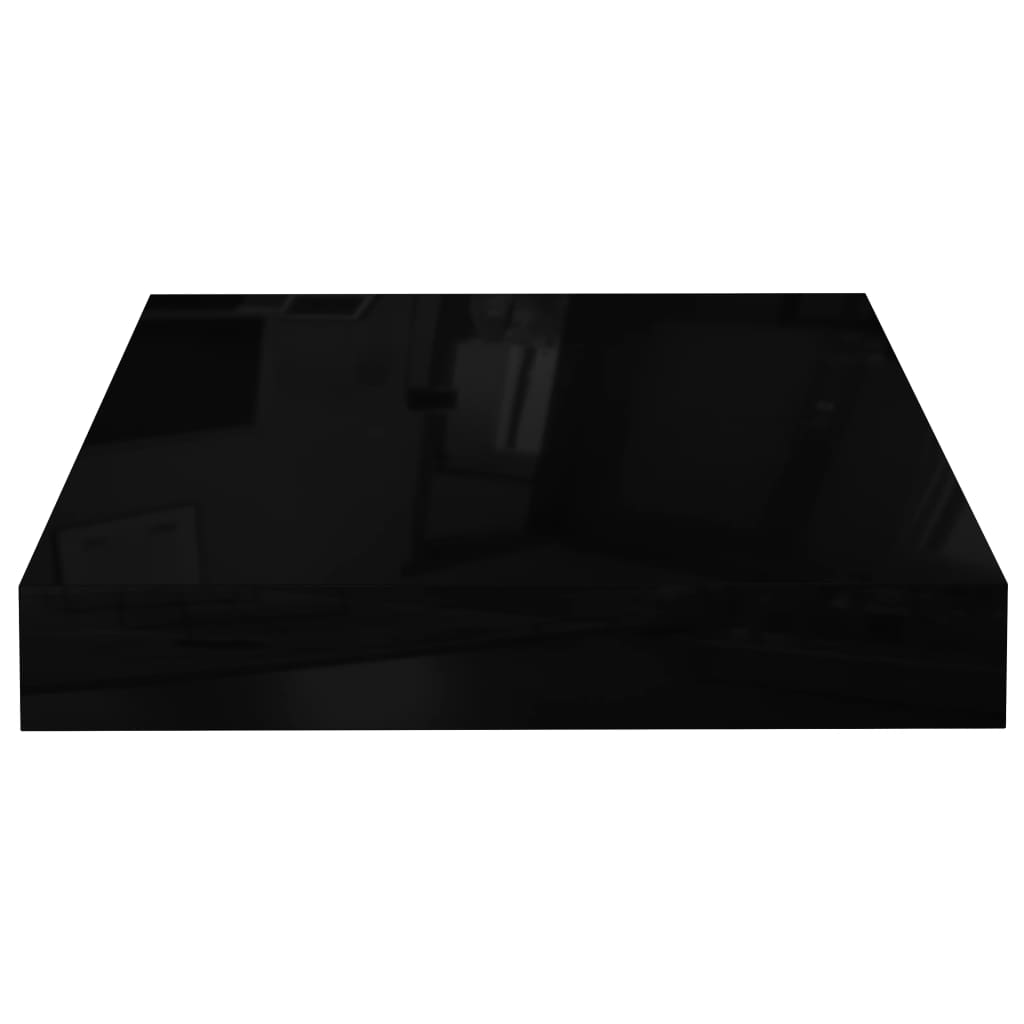 Floating Wall Shelf High Gloss Black 23x23.5x3.8 cm MDF