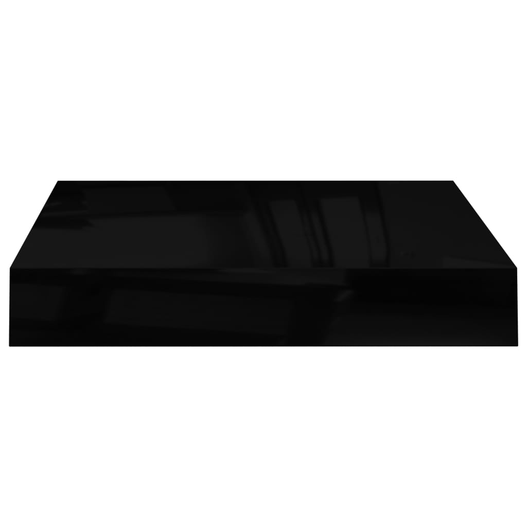 Floating Wall Shelf High Gloss Black 23x23.5x3.8 cm MDF