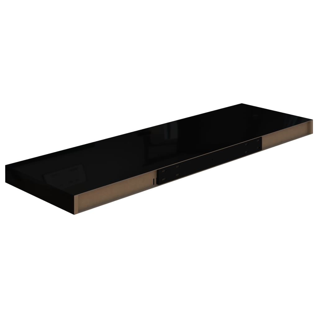 Floating Wall Shelf High Gloss Black 80x23.5x3.8 cm MDF