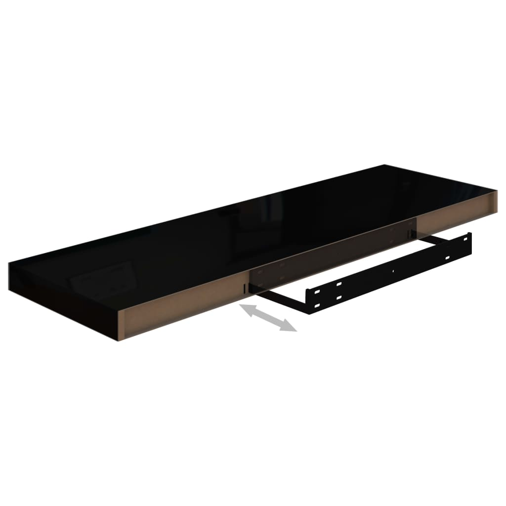 Floating Wall Shelf High Gloss Black 80x23.5x3.8 cm MDF