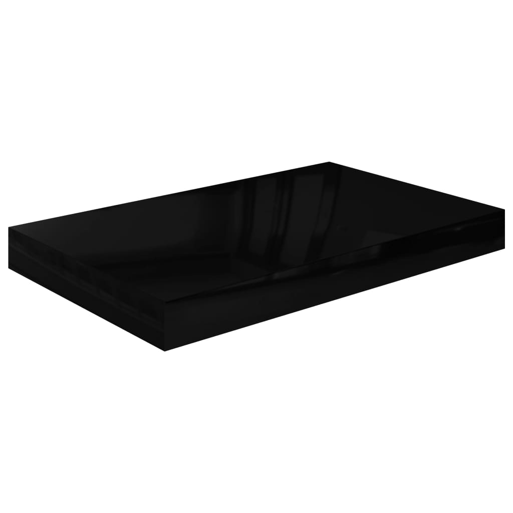 Floating Wall Shelf High Gloss Black 40x23x3.8 cm MDF