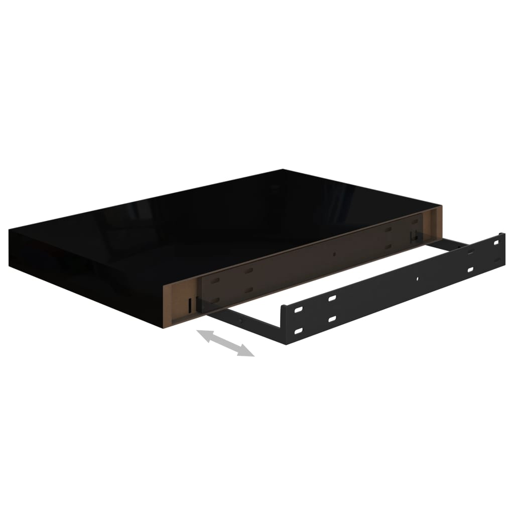 Floating Wall Shelf High Gloss Black 40x23x3.8 cm MDF