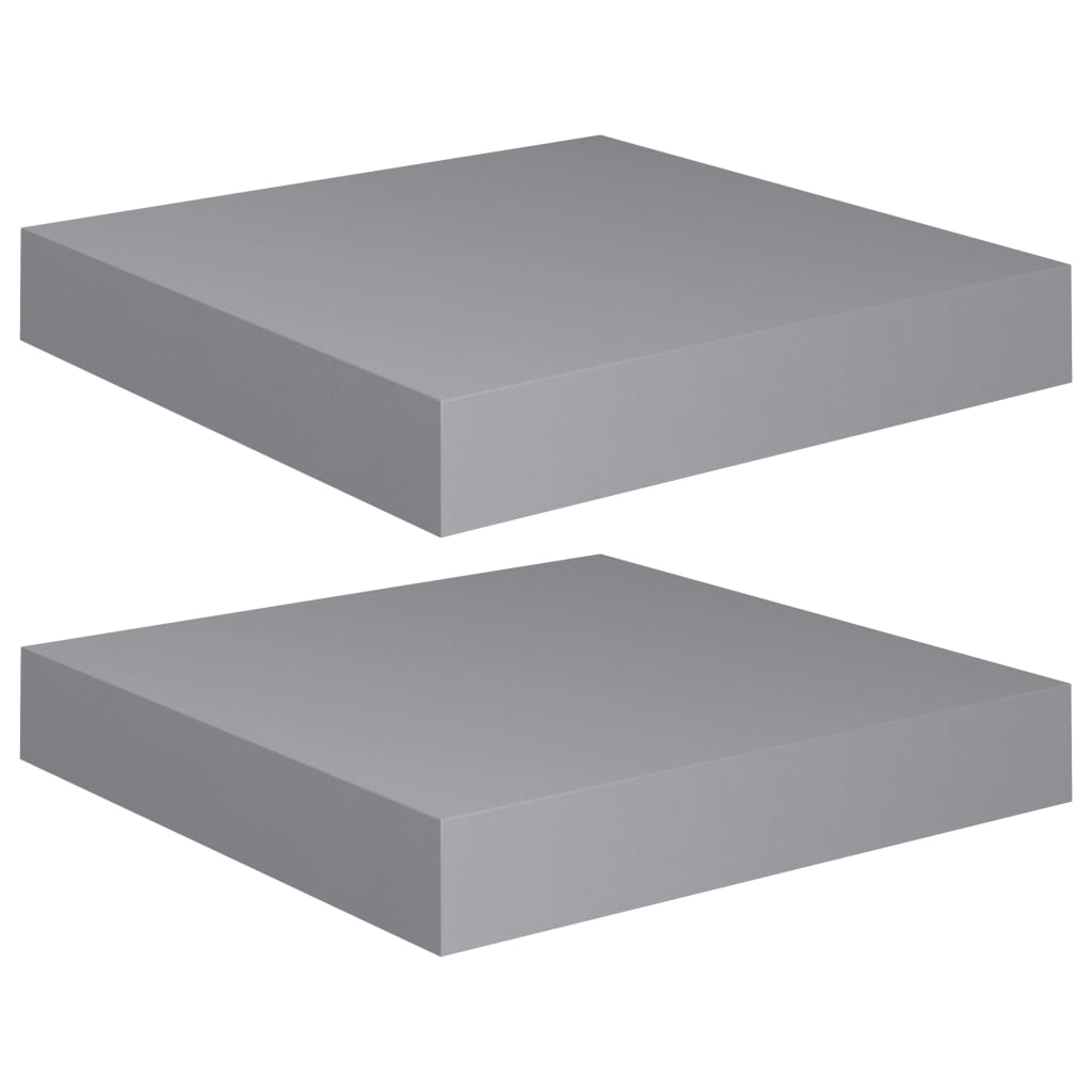 Floating Wall Shelves 2 pcs Grey 23x23.5x3.8 cm MDF