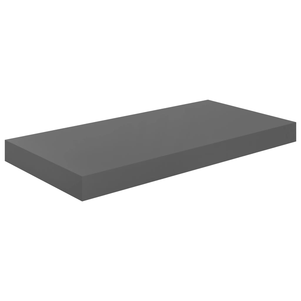 vidaXL Floating Wall Shelves 2 pcs High Gloss Grey 50x23x3.8 cm MDF