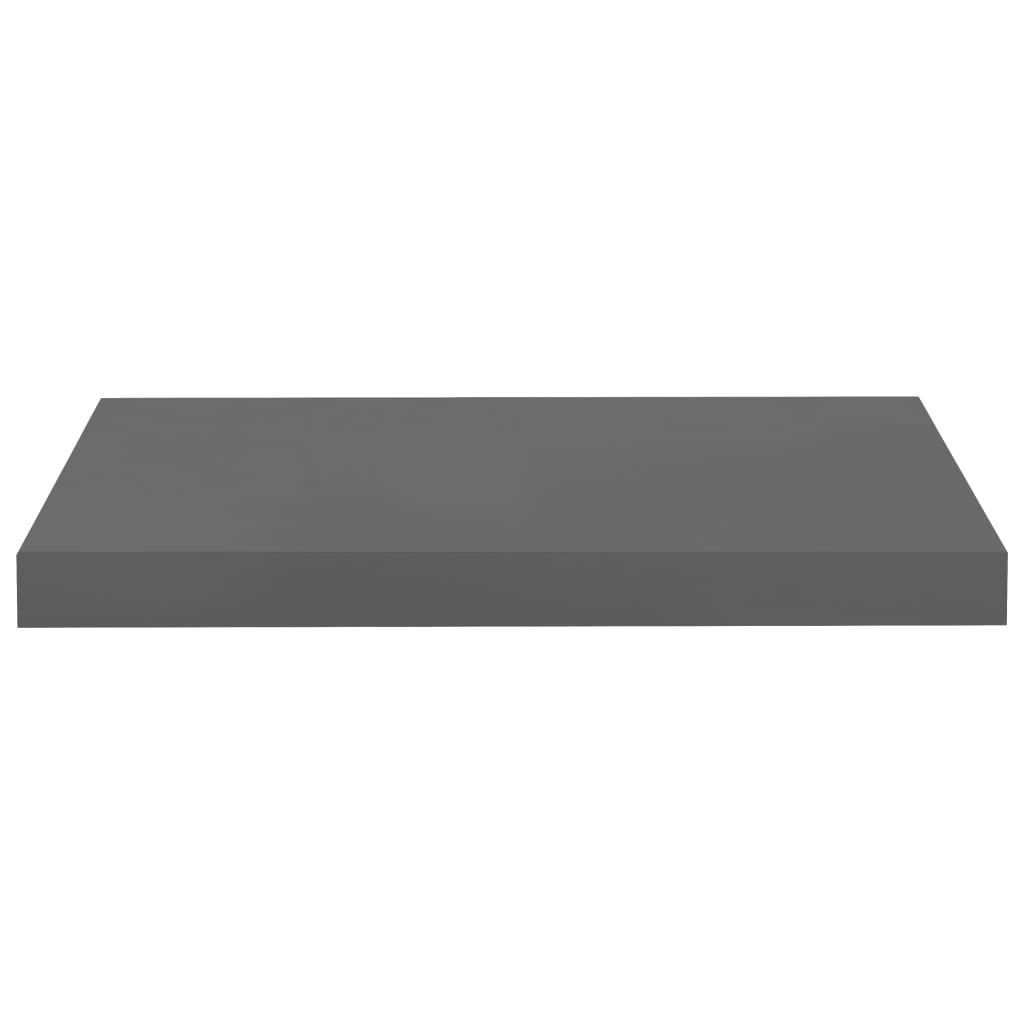 vidaXL Floating Wall Shelves 2 pcs High Gloss Grey 50x23x3.8 cm MDF