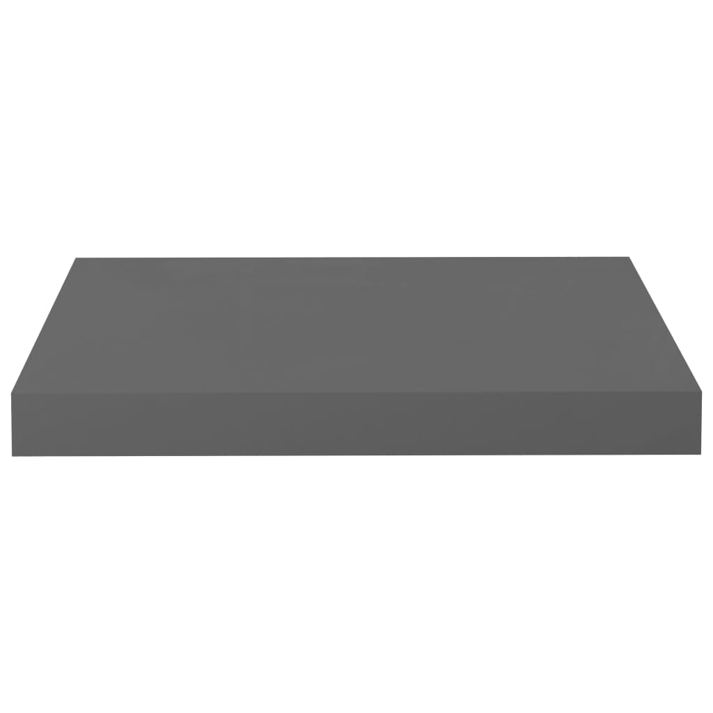 Floating Wall Shelves 2 pcs High Gloss Grey 40x23x3.8 cm MDF