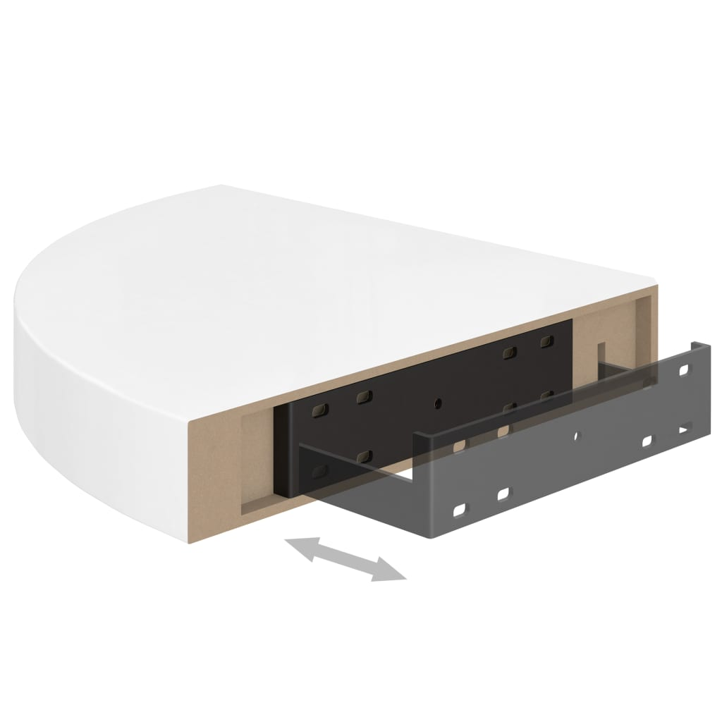 Floating Corner Shelf High Gloss White 25x25x3.8 cm MDF