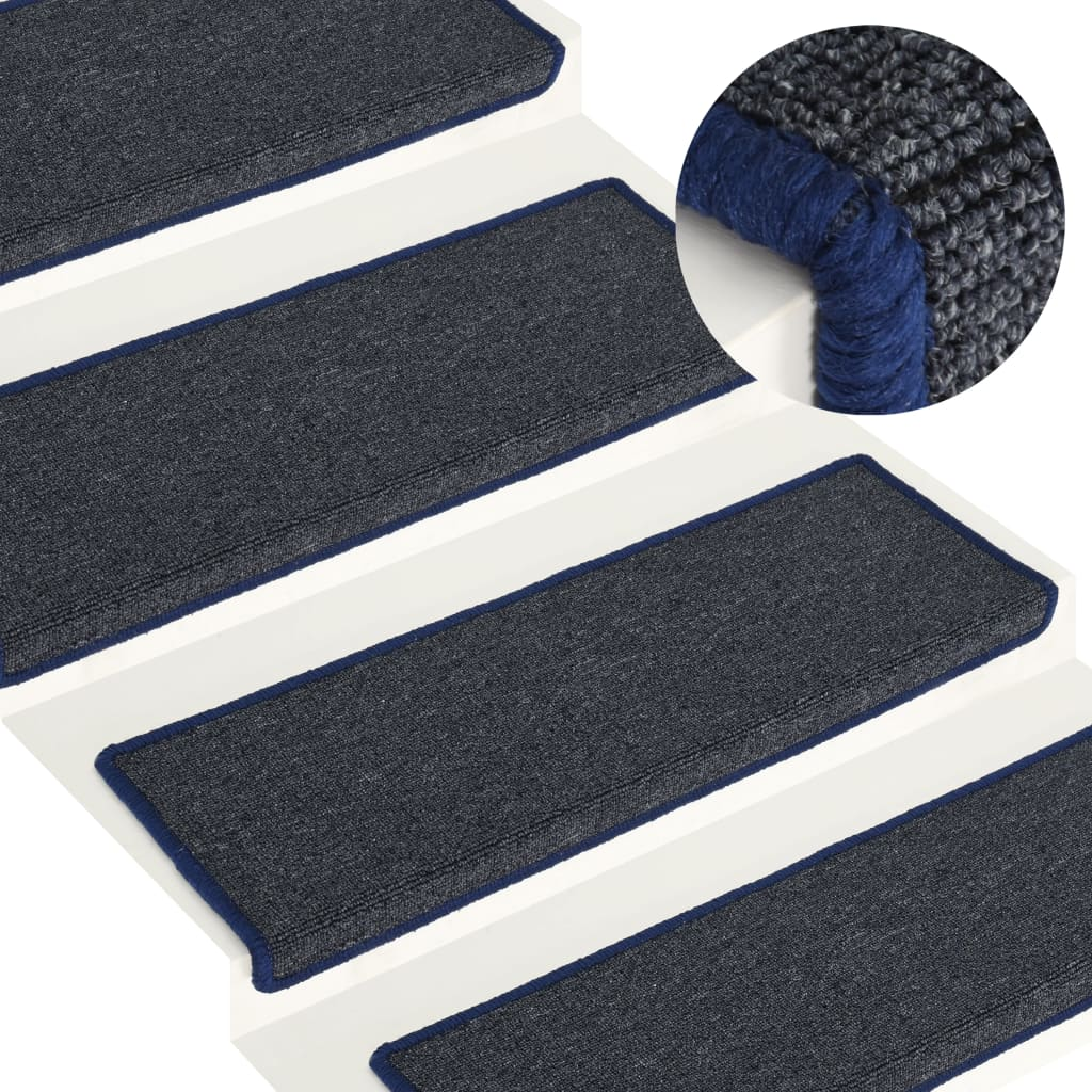 vidaXL Carpet Stair Treads 15 pcs 65x21x4 cm Grey and Blue