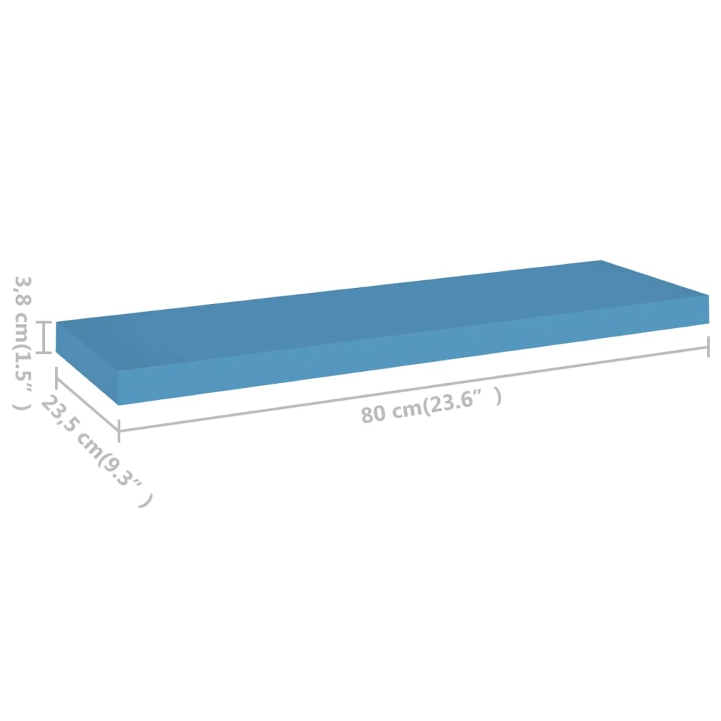 Floating Wall Shelf Blue 80x23.5x3.8 cm MDF