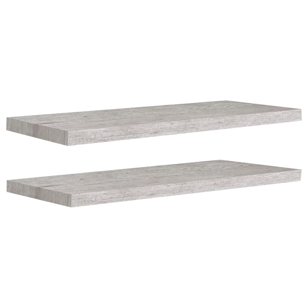 Floating Wall Shelves 2 pcs Concrete Grey 80x23.5x3.8 cm MDF