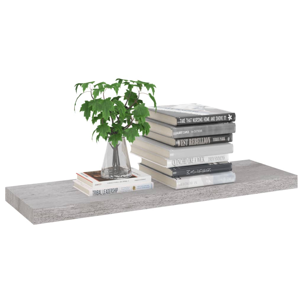 Floating Wall Shelves 2 pcs Concrete Grey 80x23.5x3.8 cm MDF