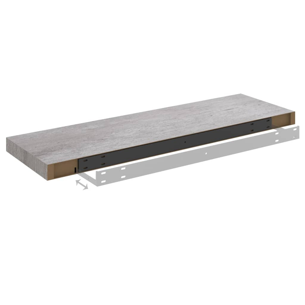 Floating Wall Shelves 2 pcs Concrete Grey 80x23.5x3.8 cm MDF