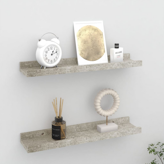 Wall Shelves 2 pcs Concrete Grey 40x9x3 cm