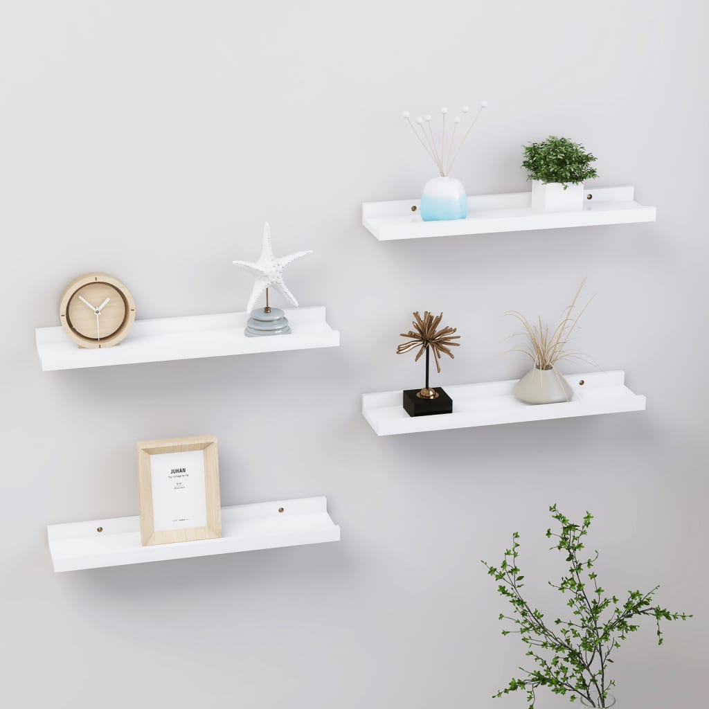 Wall Shelves 4 pcs White 40x9x3 cm