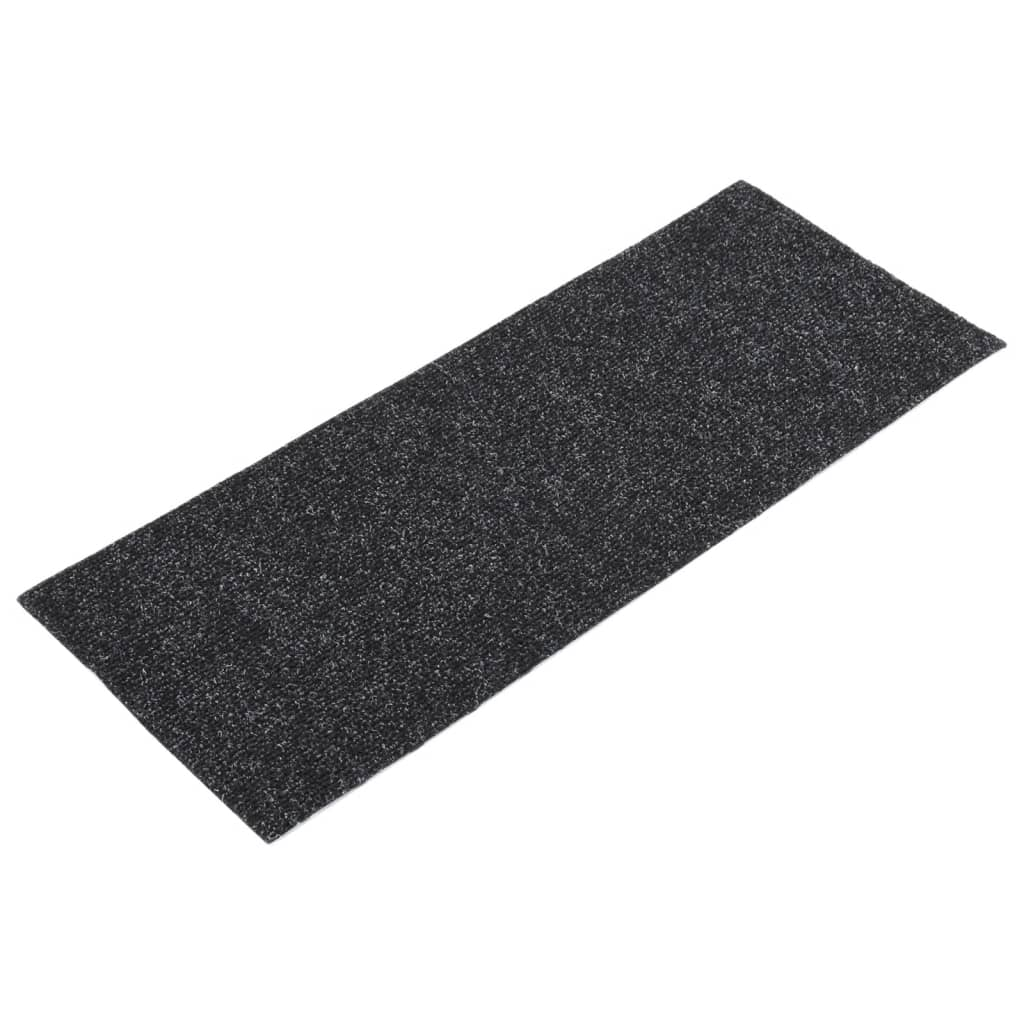 vidaXL Self-adhesive Stair Mats Rectangular 15 pcs 60x25 cm Black