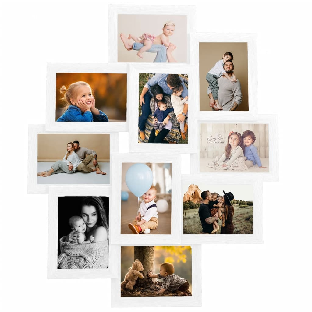 Collage Photo Frame for 10x(13x18 cm) Picture White MDF