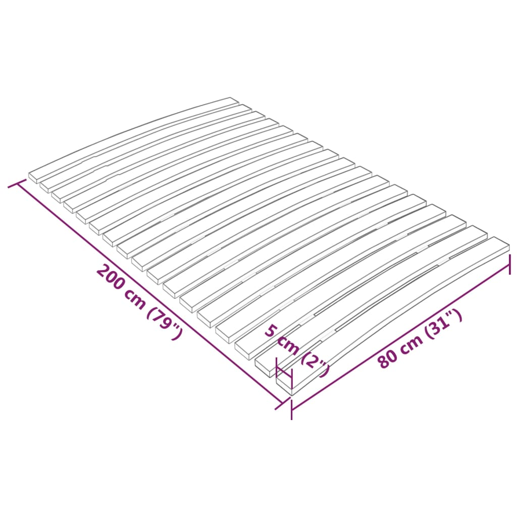 Slatted Bed Base with 17 Slats 80x200 cm