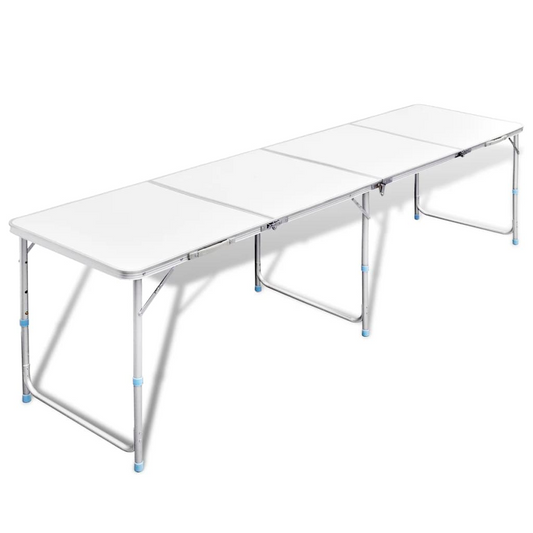 Foldable Camping Table Height Adjustable Aluminium 240 x 60 cm