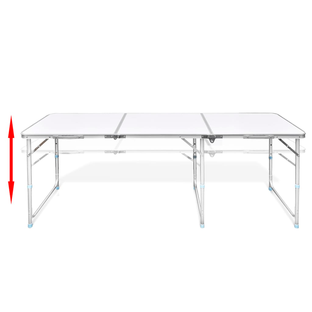 Foldable Camping Table Height Adjustable Aluminium 180 x 60 cm