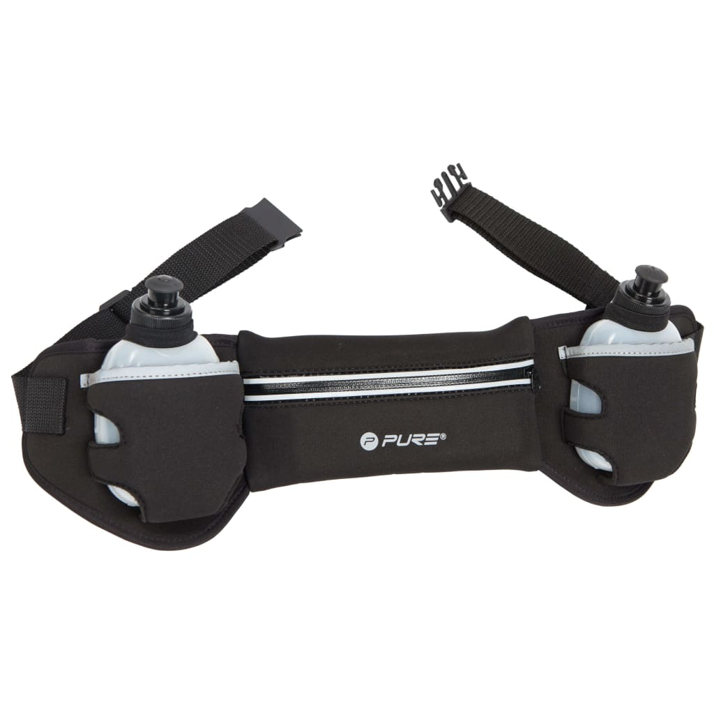 Pure2Improve Running Belt with 2 Bottles Black and Grey