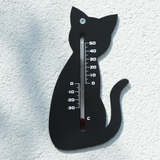 Nature Outdoor Wall Thermometer Cat Black