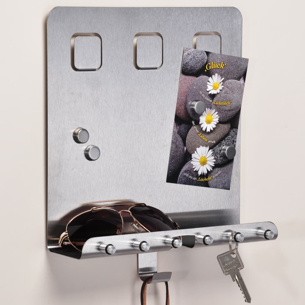 HI Key Holder Memo Board Silver 28.5x25x8 cm