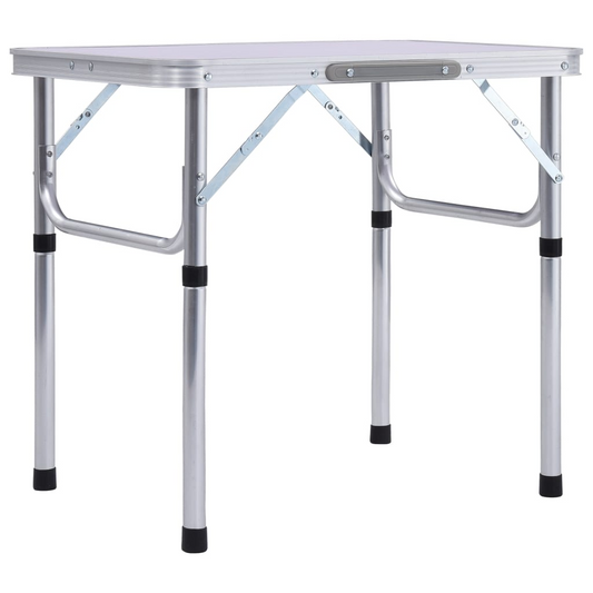 Folding Camping Table White Aluminium 60x45 cm