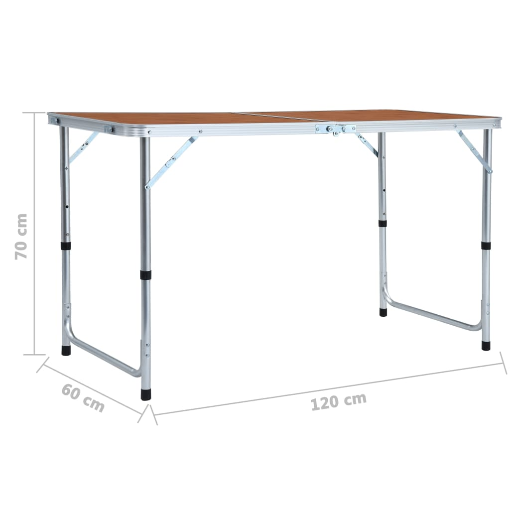 vidaXL Foldable Camping Table Aluminium 120x60 cm