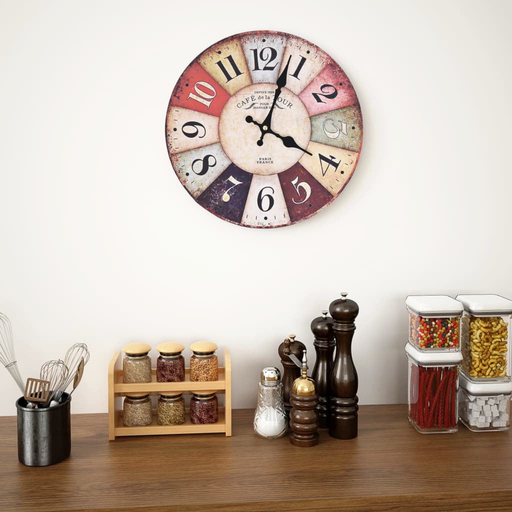 vidaXL Vintage Wall Clock Colourful 30 cm