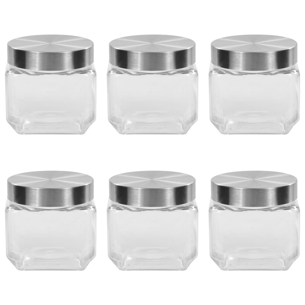 Storage Jars with Silver Lid 6 pcs 800 ml