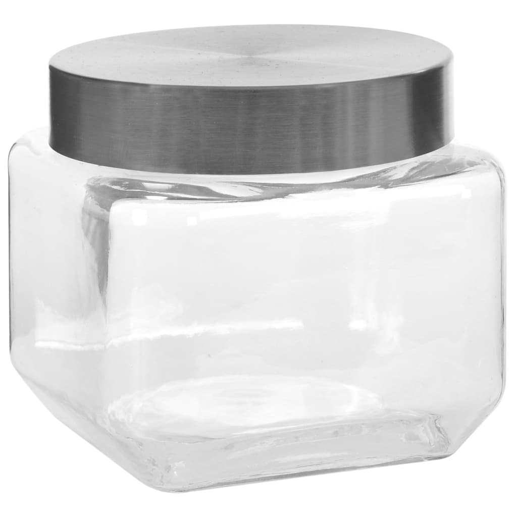 Storage Jars with Silver Lid 6 pcs 800 ml