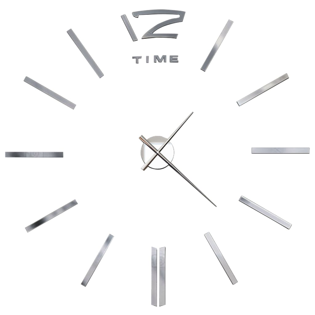 vidaXL 3D Wall Clock Modern Design 100 cm XXL Silver