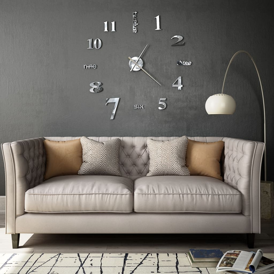 vidaXL 3D Wall Clock Modern Design 100 cm XXL Silver