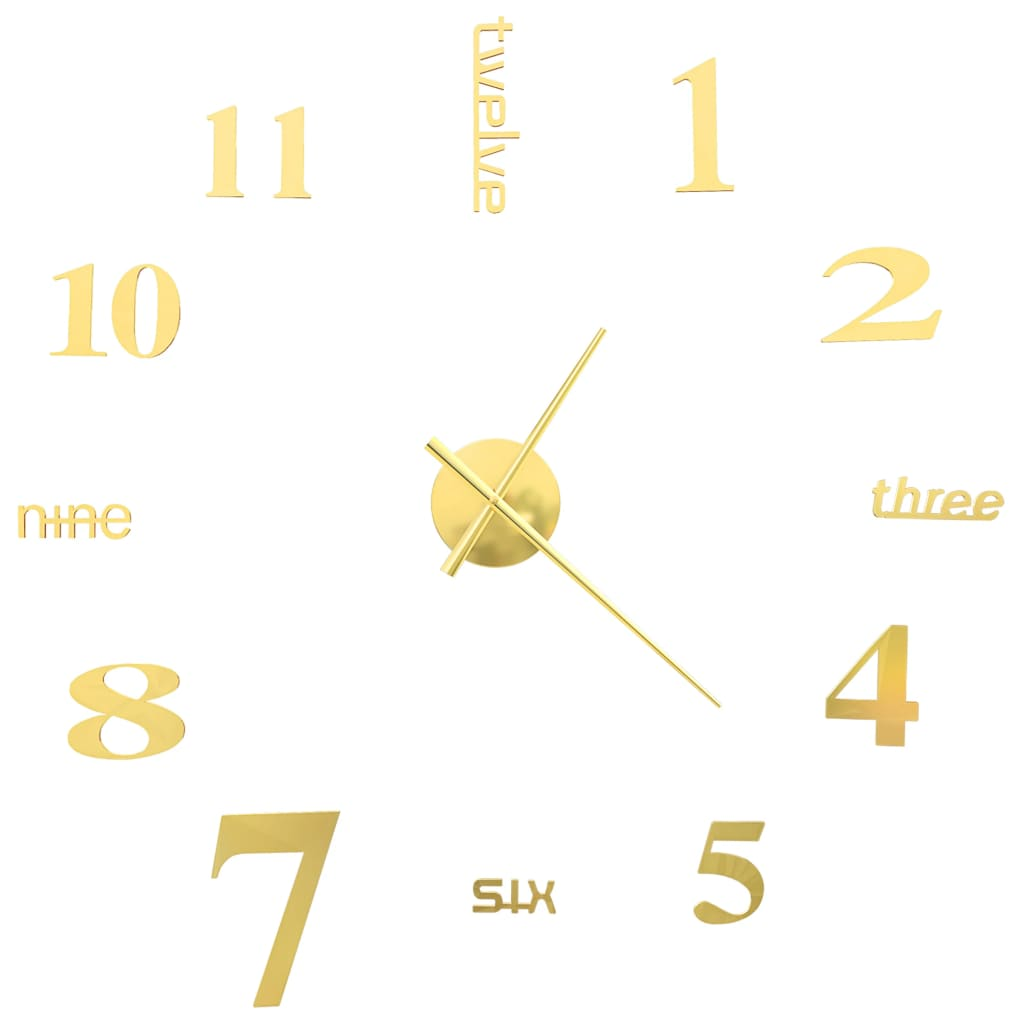 vidaXL 3D Wall Clock Modern Design 100 cm XXL Gold