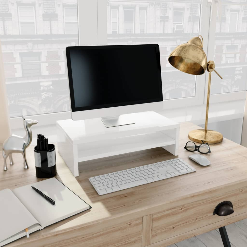 Monitor Stand High Gloss White 42x24x13 cm Engineered Wood