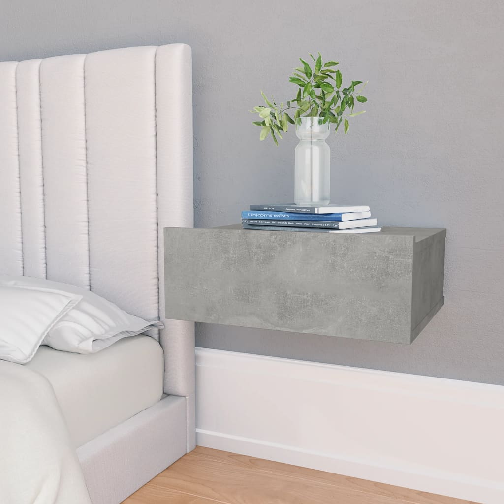 Floating Nightstand Concrete Grey 40x30x15 cm Engineered Wood