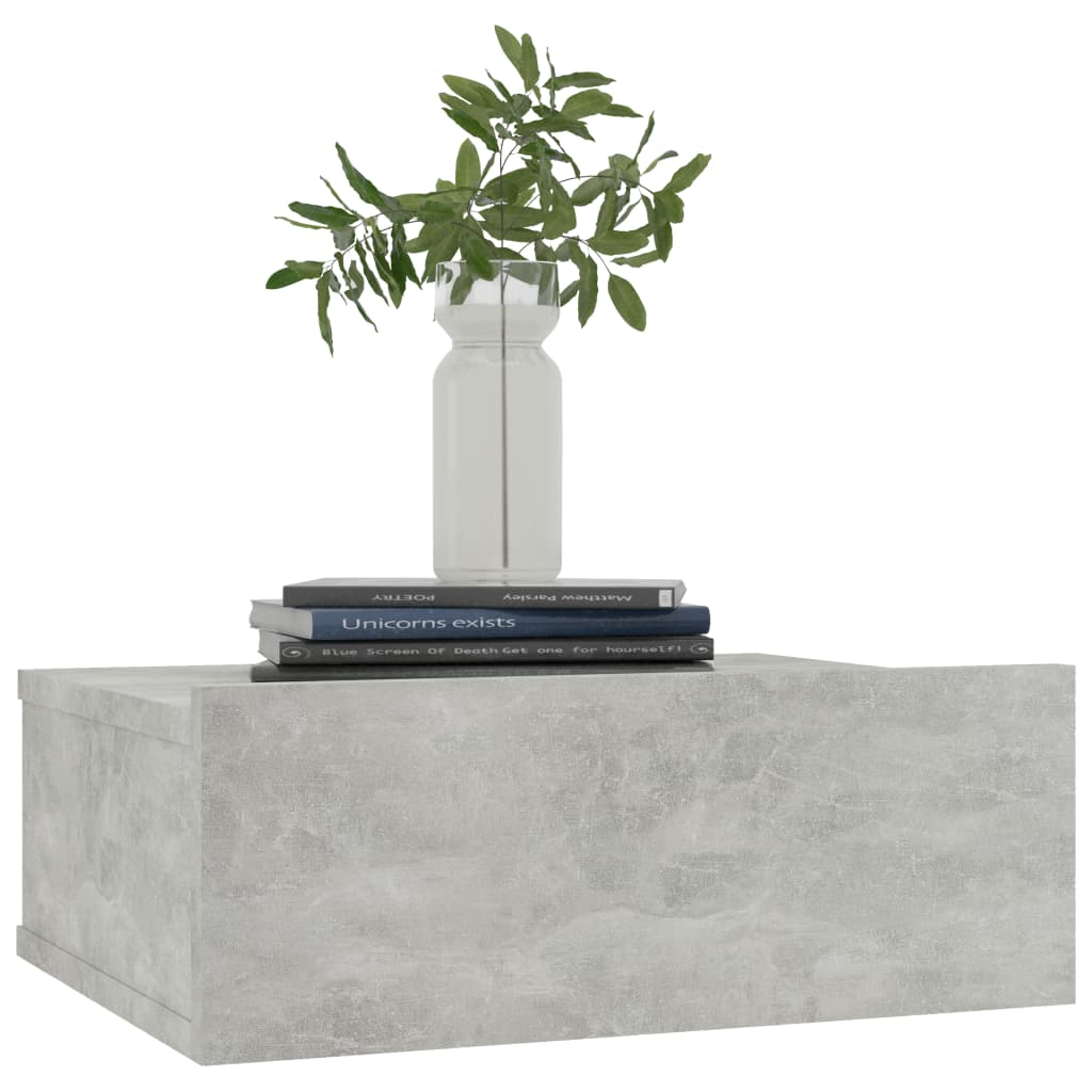 Floating Nightstand Concrete Grey 40x30x15 cm Engineered Wood