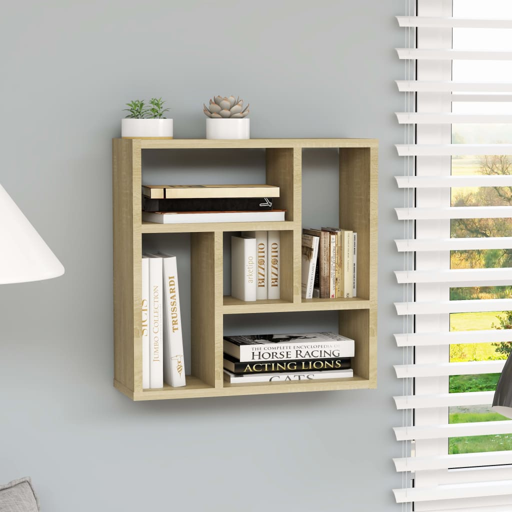 Wall Shelf Sonoma Oak 45.1x16x45.1 cm Engineered Wood