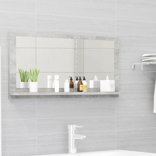 Bathroom Mirror Concrete Grey 80x10.5x37 cm Engineered Wood