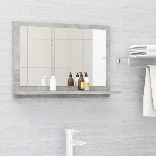 Bathroom Mirror Concrete Grey 60x10.5x37 cm Engineered Wood