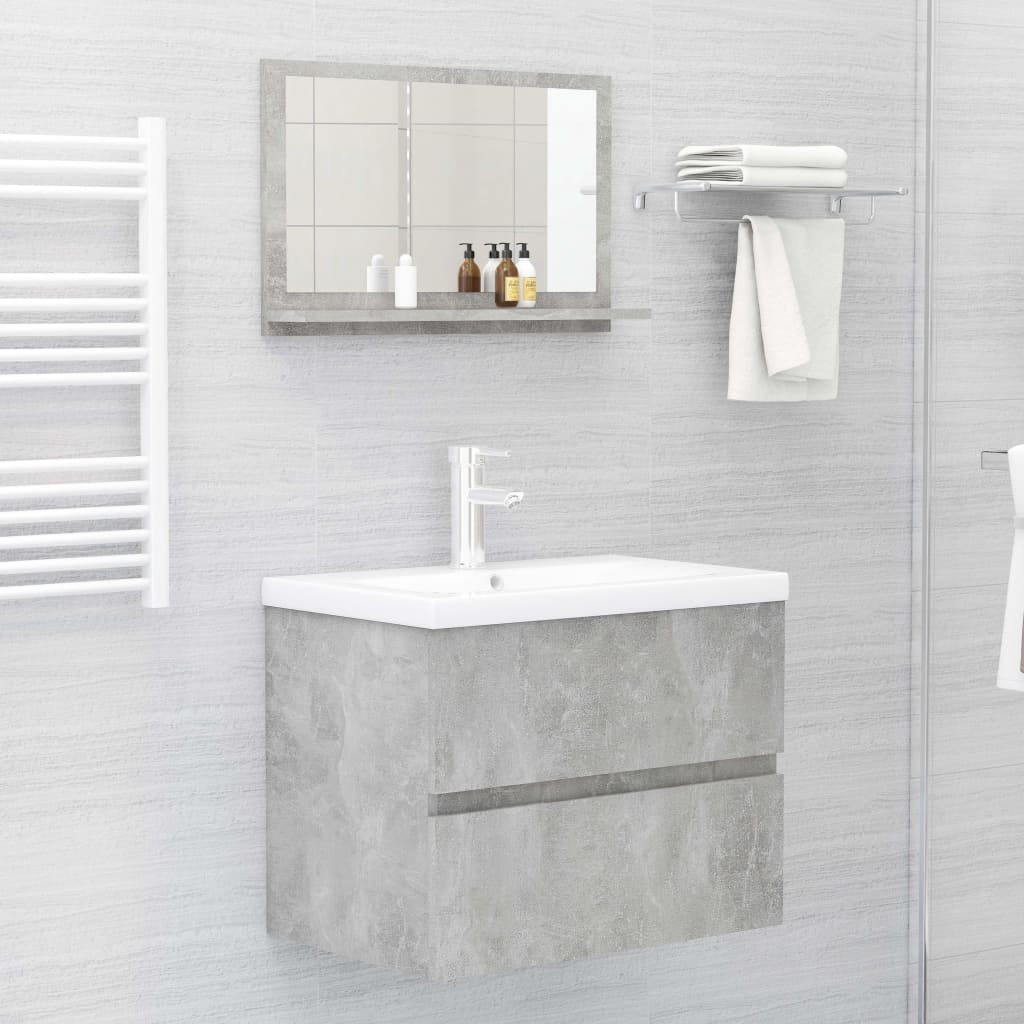 Bathroom Mirror Concrete Grey 60x10.5x37 cm Engineered Wood