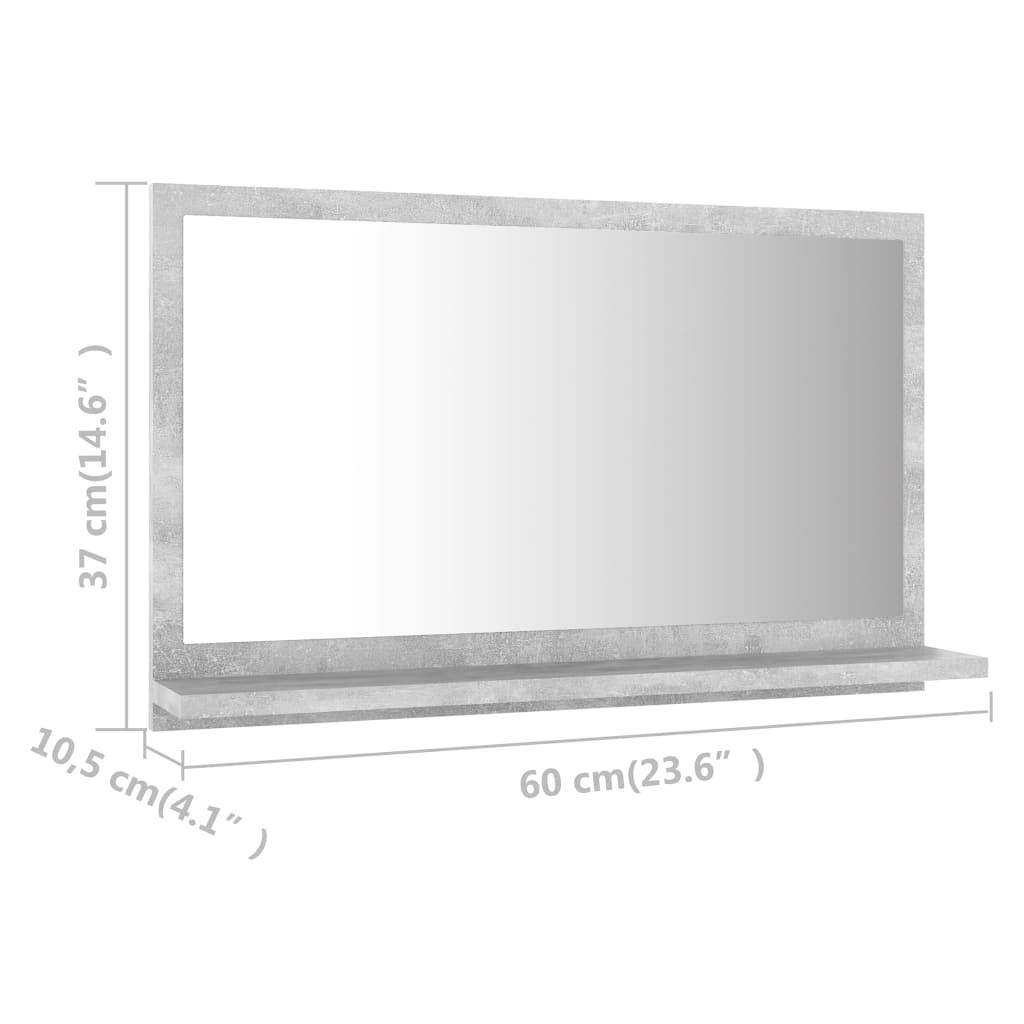 Bathroom Mirror Concrete Grey 60x10.5x37 cm Engineered Wood