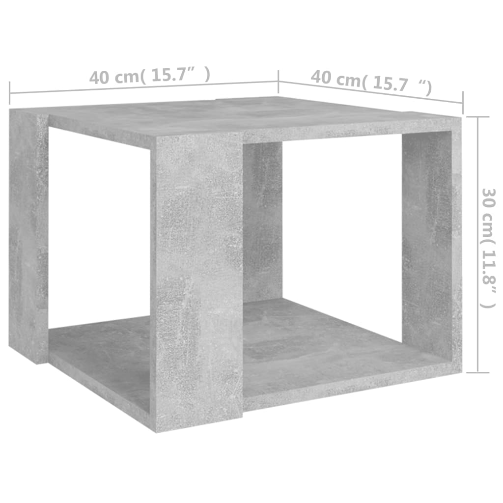 Coffee Table Concrete Grey 40x40x30 cm Engineered Wood