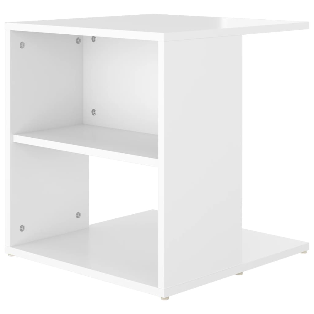 Side Table High Gloss White 45x45x48 cm Engineered Wood