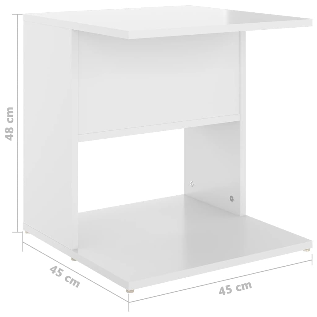 Side Table High Gloss White 45x45x48 cm Engineered Wood